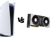 The PS5 can outpace the Nvidia GeForce RTX 2080 with heavier workloads. (Image source: Sony/Nvidia - edited)