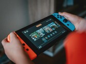 A picture of the Nintendo Switch console in use