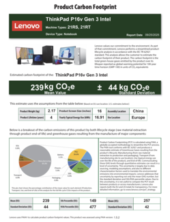CO2 footprint (source: Lenovo)