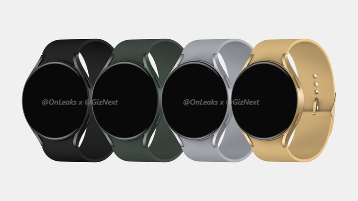 The Galaxy Watch Active 4 in four colours. (Image source: @OnLeaks & Giznext)