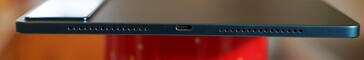 Right: speaker, USB-C port, speaker