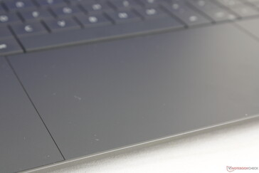 Clickpad is much larger than usual since the top and bottom edges touch the edges of the keyboard and front of the chassis