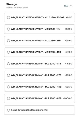 Frameworks SSD prices from today