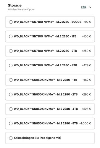 Frameworks SSD prices from today