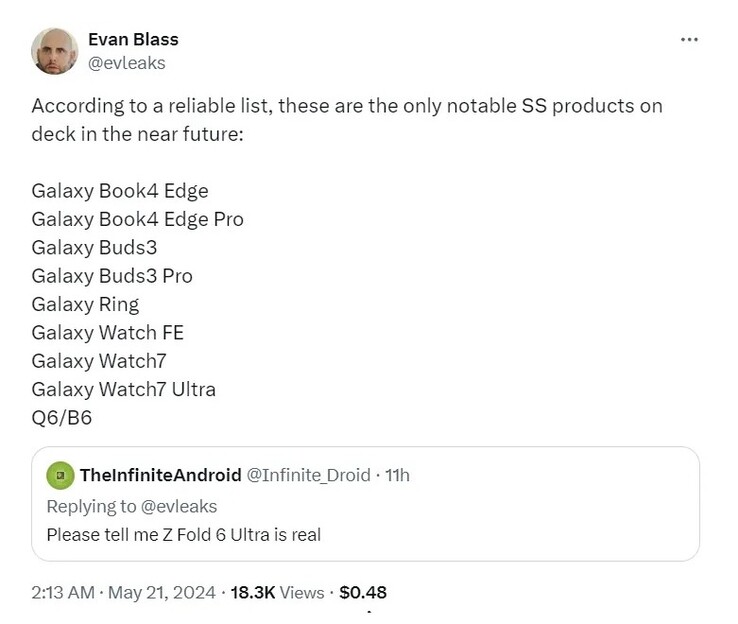 According to leaker Evan Blass, the Samsung Galaxy Watch7 Ultra is "confirmed".