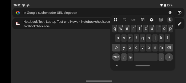 Keyboard in landscape format