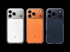 The new Spigen Ultra Hybrid T clear case is available in Glossy Orange, Clear White, and Matte Blue to match the iPhone 17 Pro (Max) colors. (Image source: Spigen)