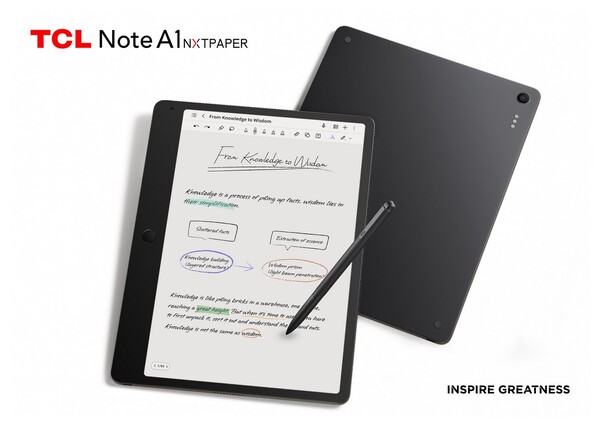 The TCL Note A1 NxtPaper has an 11.5-inch screen with a 120Hz refresh rate. (Image source: TCL)