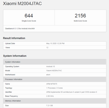 "Atom" sample. (Image source: Geekbench via @xiaomishka)