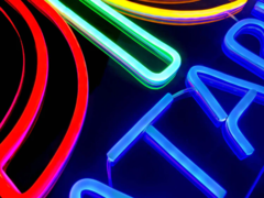 A Neon LED sign showing Atari&#039;s logo (image source: Atari)