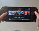 Bazzite OS appears to be delivering a much better experience than Windows 11. Pictured: the gaming handheld running the former OS. (Image source: Cyber Dopamine)