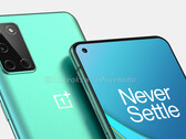 The OnePlus 8T looks like a blend of the OnePlus 8 and Galaxy S20. (Image source: @OnLeaks & Pricebaba)