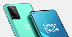 The OnePlus 8T looks like a blend of the OnePlus 8 and Galaxy S20. (Image source: @OnLeaks & Pricebaba)