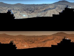 Image taken by the Perseverance rover. Top image is enhanced while bottom image has the original colors (Image source: NASA, JPL-Caltech, ASU, and MSSS; edited)