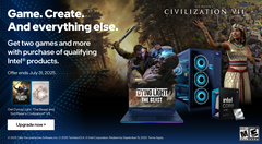 Intel&#039;s spring 2025 bundle for gamers and creators (pictured), including Civilization 7 and Dying Light: The Beast. (Image source: Intel)