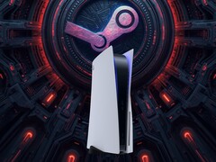 The PS5 console shown on a Steam background