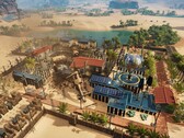 An image showing a city in Stranded: Alien Dawn, currently 50% off.