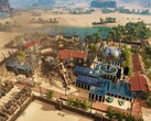 An image showing a city in Stranded: Alien Dawn, currently 50% off.