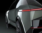 The Toyota FT-3e electric SUV has an exterior display on the door. (Image source: Toyota)