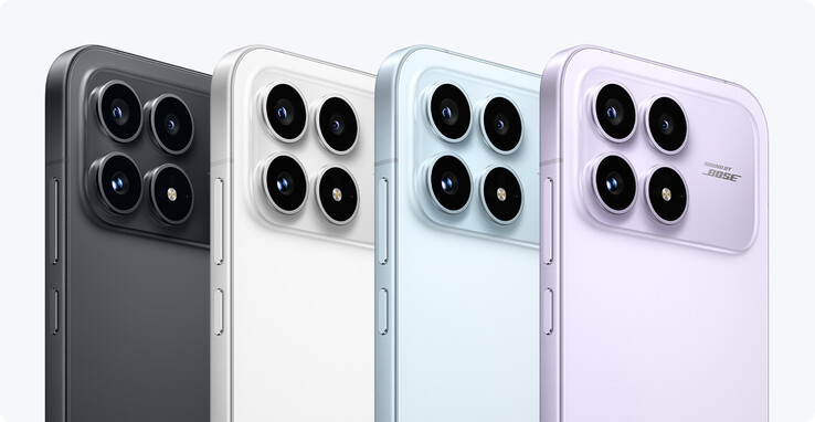 Xiaomi sells the Redmi K90 in four colour options with Bose-tuned speakers. (Image source: Xiaomi)