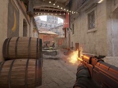 An AK-47 being fired in Counter Strike 2.