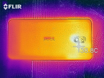 Thermal imaging of the rear of the device during a stress test