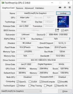 GPU-Z Iris Xe Graphics G7