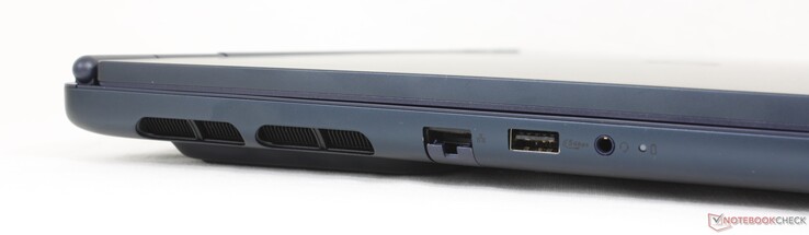 Left: RJ-45 (1 Gbps), USB-A 3.2 Gen. 1 (5 Gbps), 3.5 mm headset