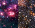 A collage of the MIRI and NIRCam images of Sagittarius B2 (Image source: several - see sources; edited)