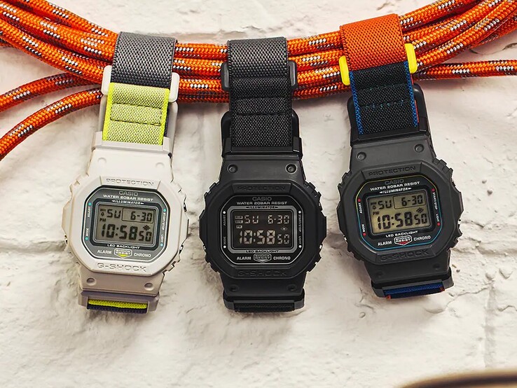 From left to right: the Casio G-Shock DW-5600MNC-7A8, DW-5600MNC-1 and DW-5600MNC-8A2 watches