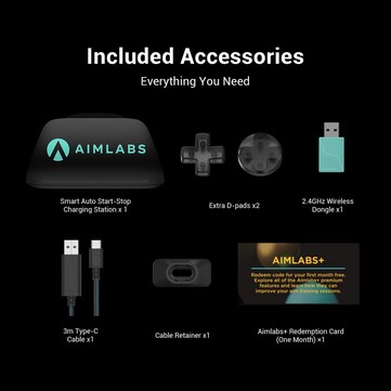 The controller comes with extra D-pads, a USB cable, and a 2.4GHz dongle.