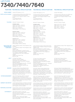 Dell Latitude 7340, 7440, and 7640 - Specifications contd. (Source: Dell)