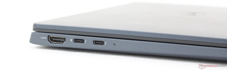 Left: HDMI 2.0, 2x USB-C Thunderbolt 4 w/ Power Delivery + DisplayPort 1.4