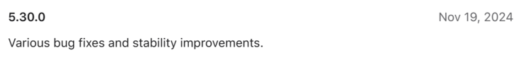 The change log for Philips Hue app version 5.3.0 for iOS. (Image source: Philips)