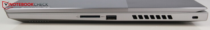 Right: SD card reader, USB A 3.0, Kensington