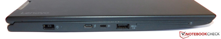 Left side: power, Thunderbolt 3.0, Mini-Ethernet, USB 3.0
