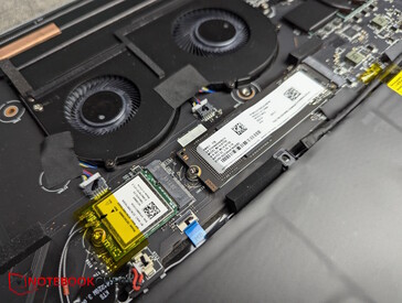 The WiFi module and SSD are both socketed