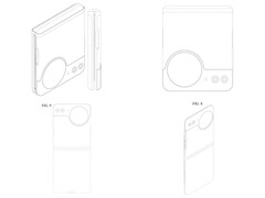 Samsung patent showing a flip phone design from different angles.