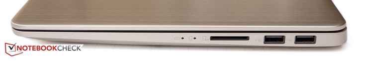 Right side: SD card reader, 2x USB 2.0