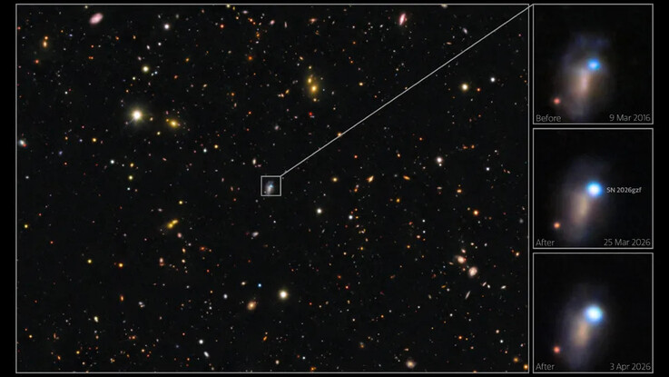 An image showing the galaxy containing the supernova SN 2026gzf.