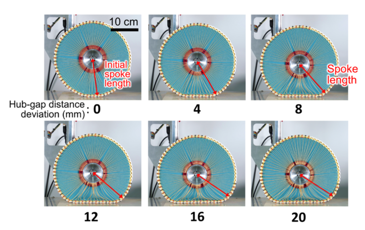 Shape of the deformed wheel considering that the gravitational force depends on the hub-gap distance variation. (Image source: KIMM)