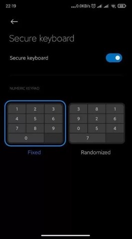 Xiaomi has also included a Secure keyboard. (Image source: Piunikaweb)