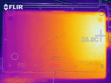 Heat map of the bottom of the device at idle