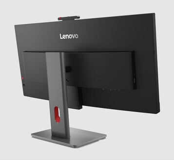 Rear view of the Lenovo P34WD IPS ultra-wide monitor.