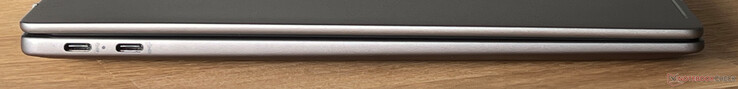 Left: USB4 (40 Gbit/s, DisplayPort 1.4a-out, Power Delivery), USB-C 3.2 Gen 2 (10 Gbit/s, DisplayPort 1.4a, Power Delivery)