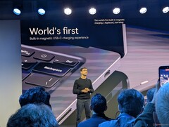 Pavan Davuluri introducing the magnetic USB-C charger shipping with each Surface Ultra laptop