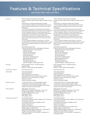 Latitude 7300 and 7400 specifications