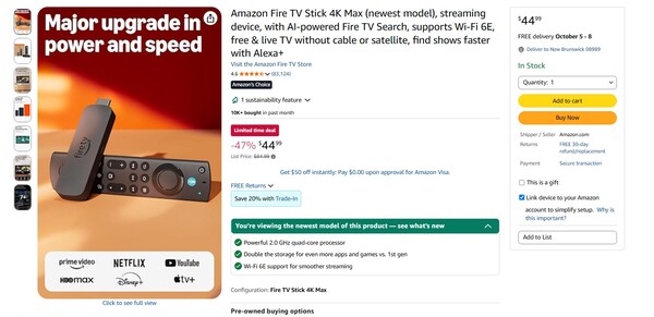 The Fire TV 4K Max, which is better than the new Fire TV 4K, is on sale.
