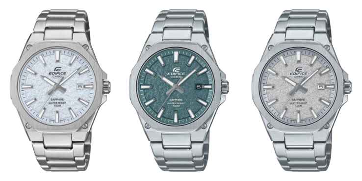 From left to right: the Casio EFR-S108DE-2AV, EFR-S108DE-3AV and EFR-S108DE-8AV watches. (Image source: Casio)