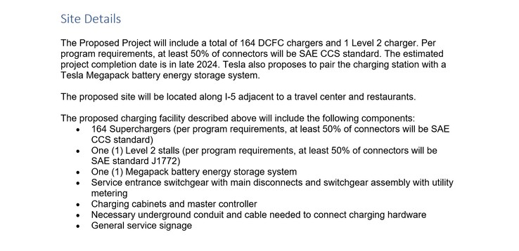 The granted proposal for the world's biggest Tesla Supercharger location in Coalinga